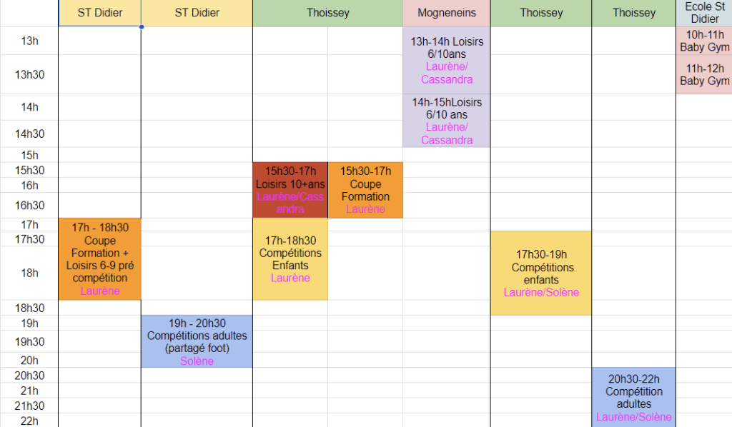 planning saison 2024-2025